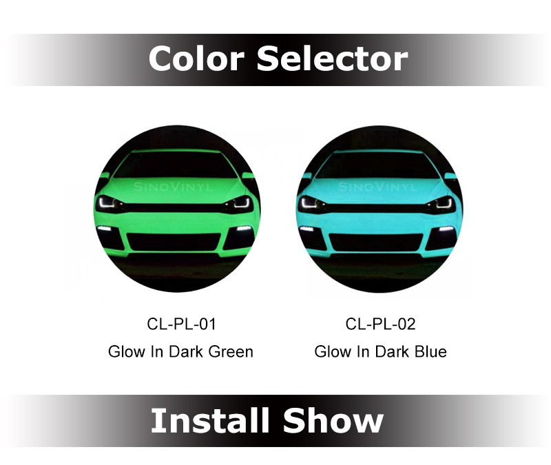 CL-PL Fotoluminestsents Nachleuchtender Glanz in dunkler Autofolie